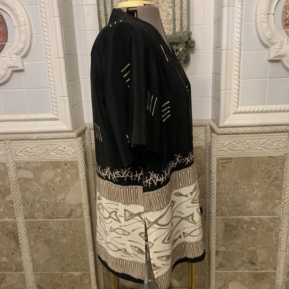 GIORGIO FIORLINI. Size 18. Fish Border Print Comfy Short Sleeve Shirt. B34 - Picture 4 of 6